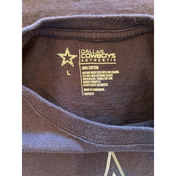 Dallas Cowboys Authentic Mens Navy Blue Star Logo Sz L Crew Neck Tshirt - Picture 3 of 4